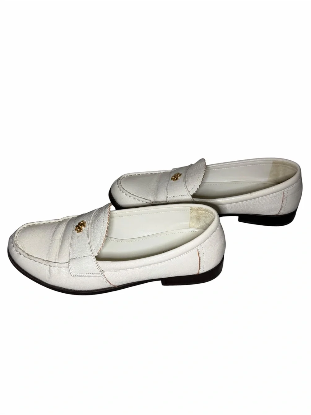 Tory Burch Classic Scalloped Leather Loafers New Ivory Size 8 - Picture 3 of 8